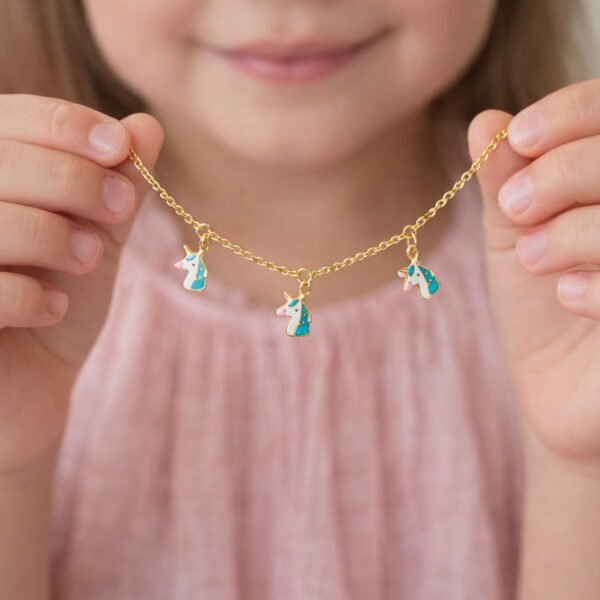 Kids 925 SILVER Jewelry Set - Unicorn Charm Necklace, Bracelet & Earrings