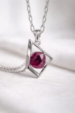 Ruby Precious Gemstone Pendant with Chain