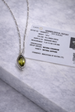 Leafy Green Precious Sapphire Gemstone Pendant with Chain - Image 2