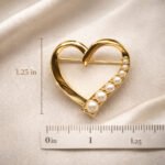 Silk Jewels Gold Heart Pearl Brooch Pin - Image 2