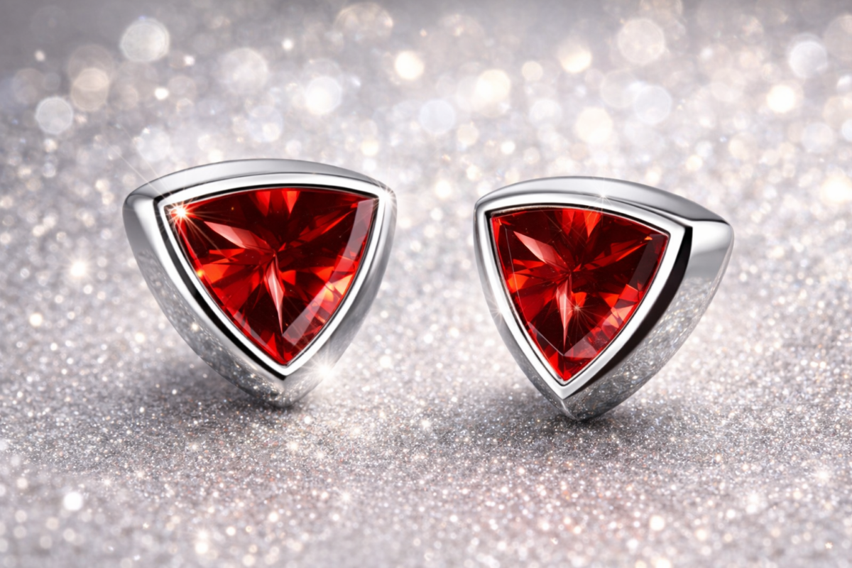 Red Triangle Ear Studs