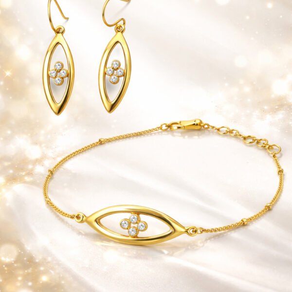 925 Premium Silver Earrings & Bracelet Jewelry Set for Women