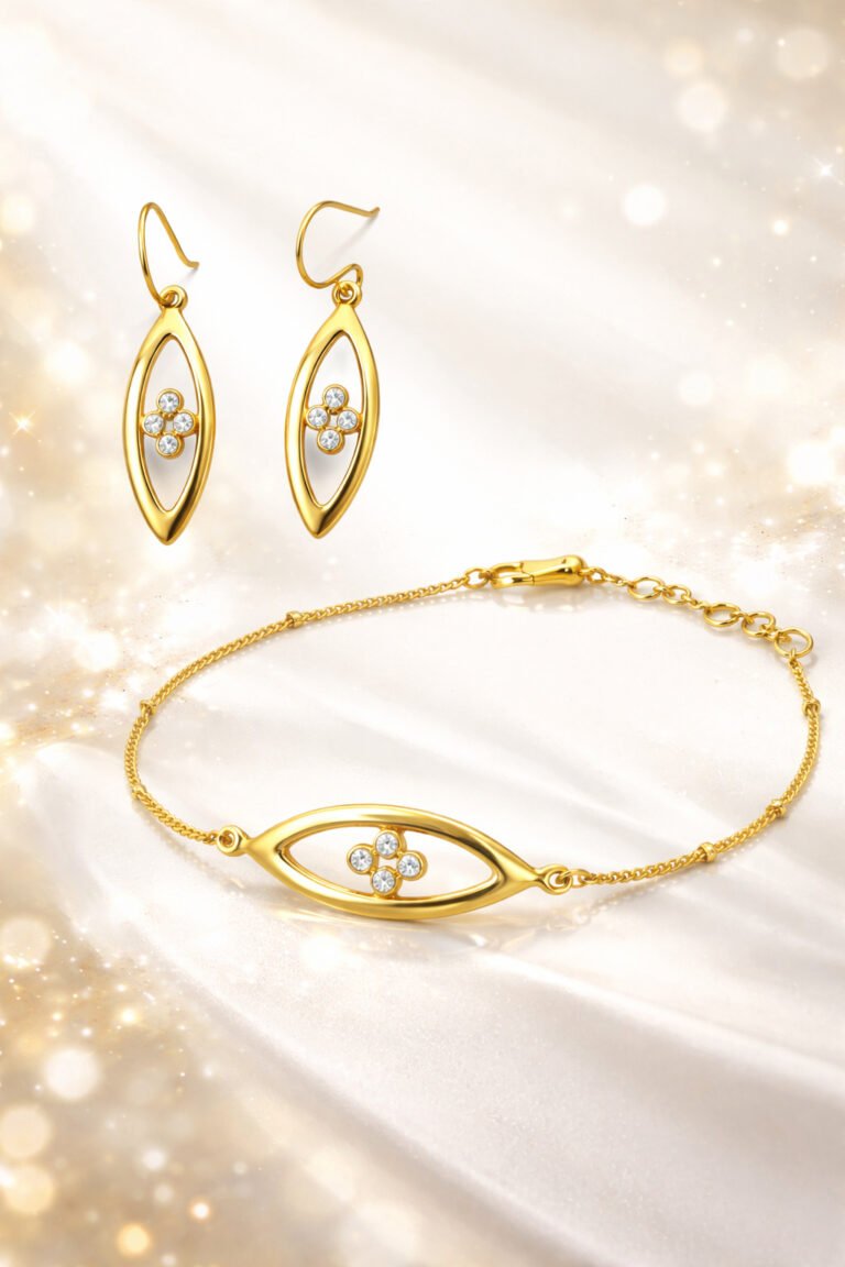 925 Premium Silver Earrings & Bracelet Jewelry Set for Women