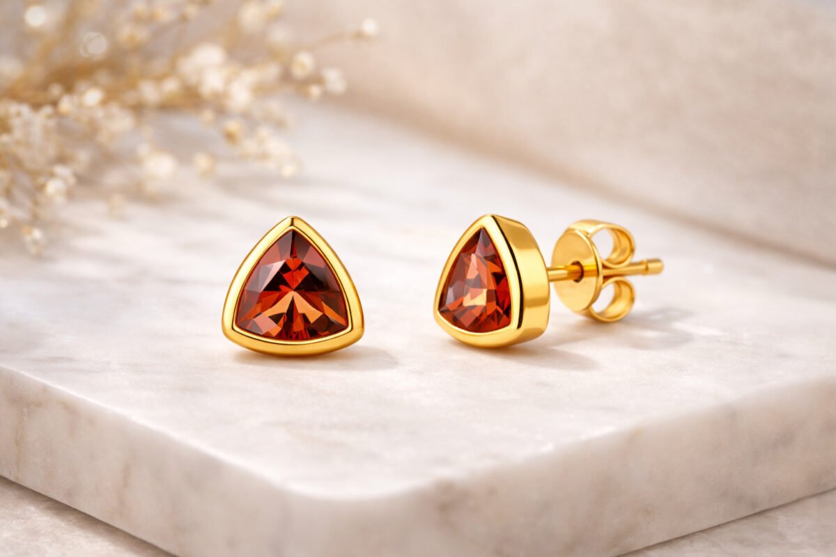 Red Triangle Ear Studs