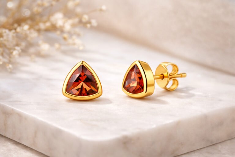 Red Triangle Ear Studs