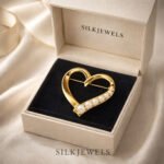 Silk Jewels Gold Heart Pearl Brooch Pin - Image 5