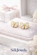 Kids- White bow Earrings - Image 4