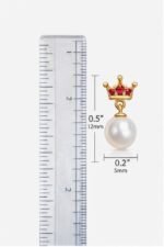 Kids Pearl Crown Earrings with gold crown and white pearl.