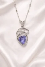 Tanzanite Precious Gemstone Pendant with Chain - Image 3