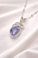 Tanzanite Precious Gemstone Pendant with Chain