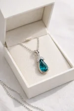Bluish Green Sapphire Gemstone Pendant with Chain - Image 6