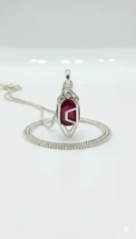 Natural Ruby Precious Gemstone Necklace (Deep Red)