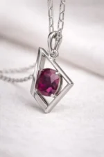 Ruby Precious Gemstone Pendant with Chain
