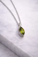 Leafy Green Precious Sapphire Gemstone Pendant with Chain