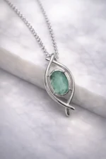Emerald Precious Gemstone Pendant with chain - Image 4