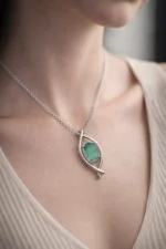 Emerald Precious Gemstone Pendant with chain - Image 3