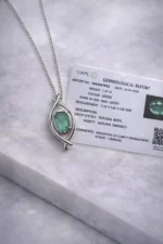 Emerald Precious Gemstone Pendant with chain - Image 2