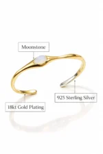 Moonstone Open cuff Bangle - Image 6