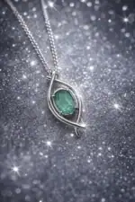 Emerald Precious Gemstone Pendant with chain - Image 5