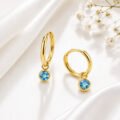 Push Back Gemstone Huggie Earrings by Silk Jewels - Image 7