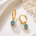 Push Back Gemstone Huggie Earrings by Silk Jewels - Image 17